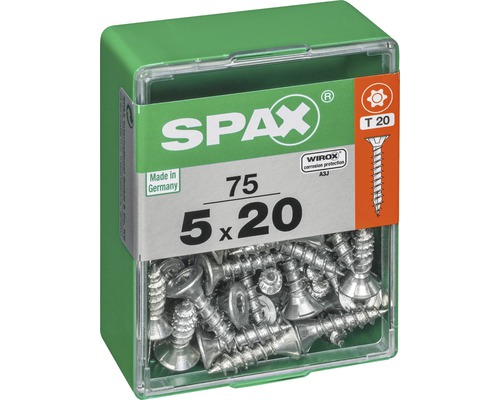 Vis à tête fraisée Spax, 5x20 millimètres, 75 pièces dans un paquet