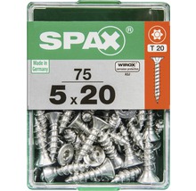 Vis à tête fraisée Spax 5x20 millimètres en paquet de 75 pièces