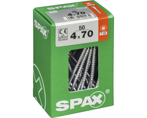 Vis Spax 4x70 millimètres dans un emballage vert