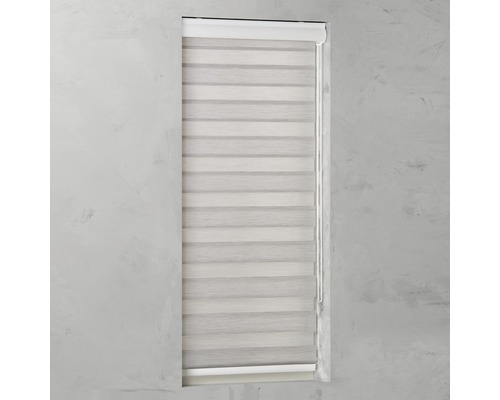 SOLUNA Doppelrollo Ikaria D-R14 mit weißer Kassette grau 60x175 cm Fensterrollo mit horizontalen Streifen zur Lichtregulierung