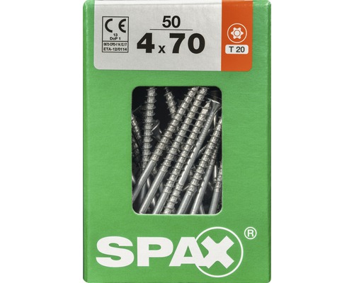 Vis Spax 4 x 70 millimètres, 50 pièces