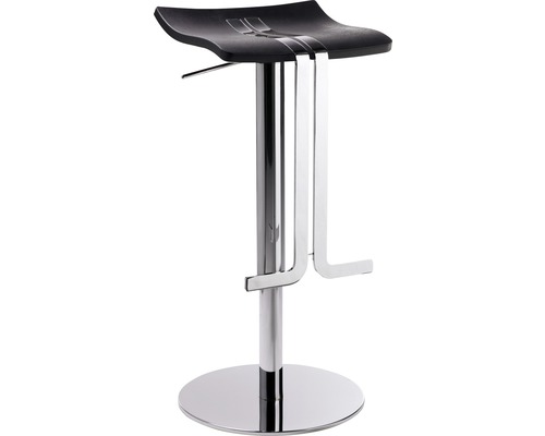 Chaise de bar Mayer Sitzmöbel myWAVE 39 x 39 x 58 cm acier chrome/noir 1208-01-677 Tabouret de bar avec repose-pieds et pied en métal chromé