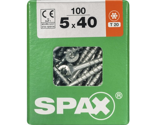 Vis Spax 5x40, 100 pièces dans l'emballage