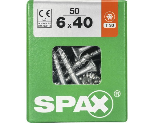 Schrauben 6 x 40 Millimeter, 50 Stück, Marke Spax