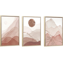 Dreiteiliges gerahmtes Wandbild mit Bergmotiven