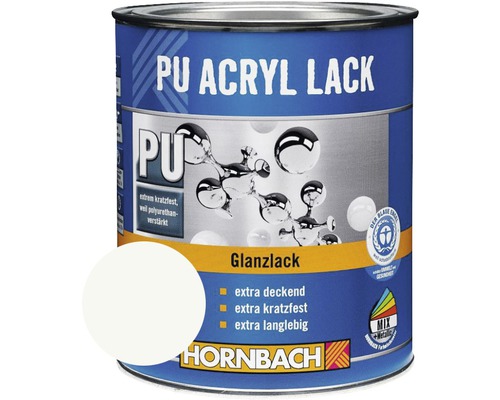 Laque couleur PU HORNBACH laque acrylique brillante blanc baryte 125 ml