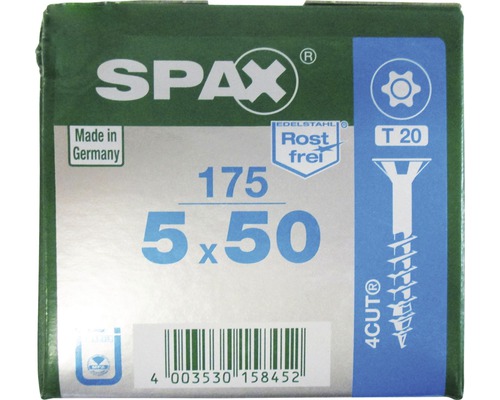 SPAX Schraubenpackung mit 175 Schrauben der Größe 5x50