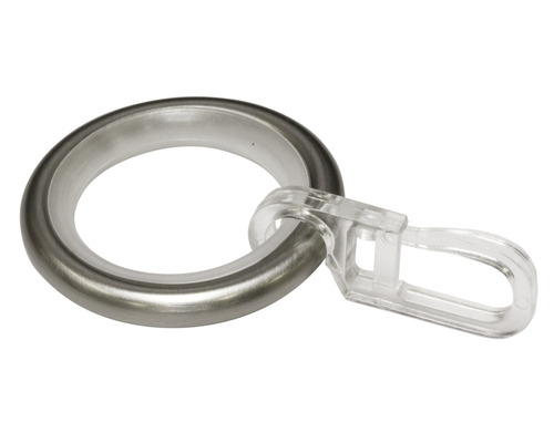 Anneau pour rideaux avec crochet Memphis aspect acier inoxydable Ø 16mm paquet de 10 Anneau de rideau avec clip transparent pour fixer les rideaux