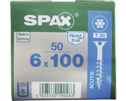 Packung Spax Schrauben, 6x100, Edelstahlausführung