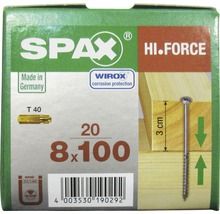 Emballage de vis Spax Hi.Force 8x100 millimètres, 20 pièces