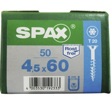 Spax Schraubenbox mit 50 Edelstahlschrauben, Größe 4,5x60 und T20 Torx