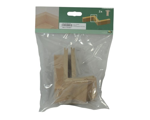 Verpackung mit zwei Holz Eckverbindungen