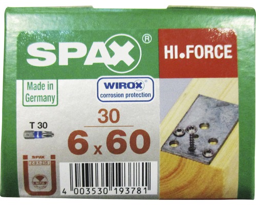 SPAX Hi.Force Schraubenpackung 6x60 mit Korrosionsschutz