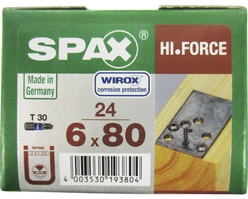 SPAX Hi-Force Schraubenpackung mit Korrosionsschutz, Größe 6x80 Millimeter