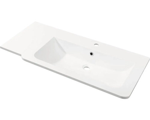 Lavabo pour meuble FACKELMANN Luxor 48,5x100 cm blanc à droite Vasque en céramique sanitaire avec trou de robinet et trop-plein