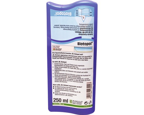 Conditionneur d''eau JBL Biotopol, bouteille de 250 ml pour transformer l''eau du robinet en eau d''aquarium