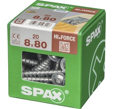 Vis Spax Hi-Force, 8x80 millimètres, 20 pièces par paquet