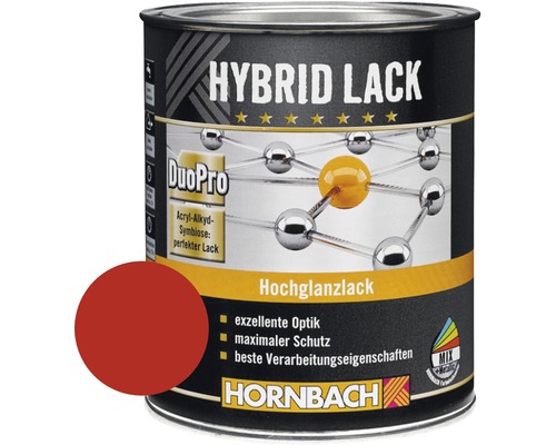 Laque couleur hybride HORNBACH laque pour meuble brillante RAL 3000 rouge feu 375 ml