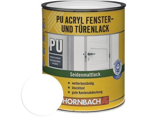 Laque acrylique PU HORNBACH pour fenêtres et portes mate satinée blanc 750 ml