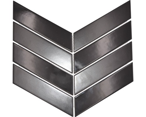 Mosaïque en céramique chevron mélange black 22,4x31,8 cm Carreaux en forme de flèche pour revêtement mural