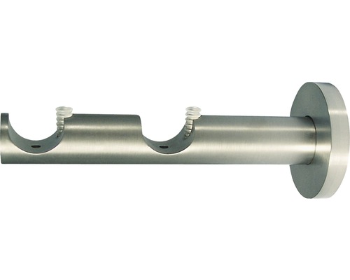 Support pour tringle Rivoli 2 tringles aspect acier inoxydable Ø 20 mm 12 cm Support double de tringle à rideaux en métal pour montage mural
