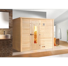 Massivholzsauna Weka Bergen Gr.3 inkl. 7,5 kW Ofen u.digitaler Steuerung mit Holztüre und Isolierglas wärmegedämmt