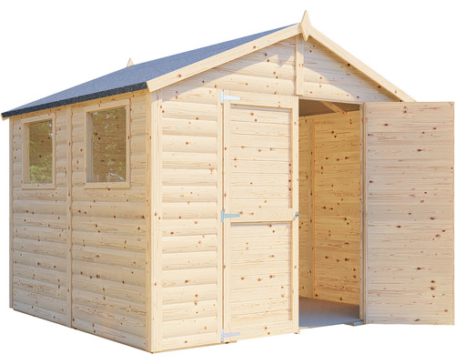 Holzgartenhaus mit Doppeltür und Fenstern