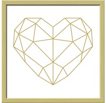 Gerahmtes Bild Golden Polygon Heart 33x33 cm