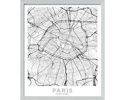 Tableau encadré Paris Citymap 55x65 cm