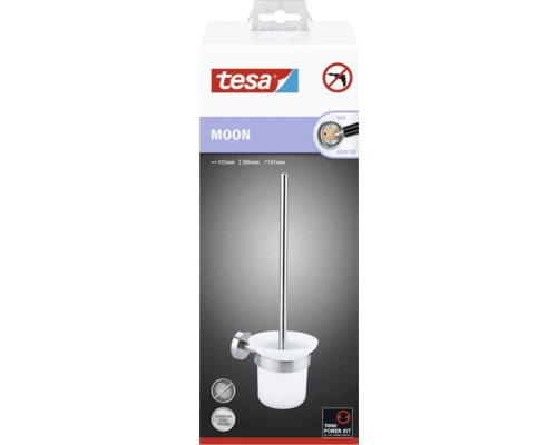 Tesa Moon Garniture de brosse de toilette pour montage mural, sans perçage