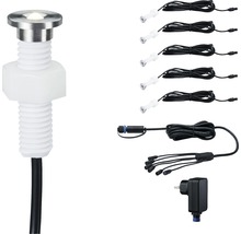 Éclairages LED à encastrer Paulmann Plug & Shine kit de démarrage IP67 5x0,22W 5x3 lm 3000 K blanc chaud Ø 15/10 mm MicroPen II argent 230/24V 5 pces-thumb-0