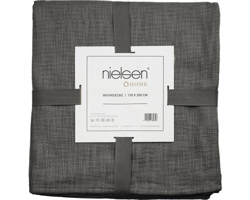 Graue Wohndecke, 150 mal 200 Zentimeter, verpackt mit Papierbanderole