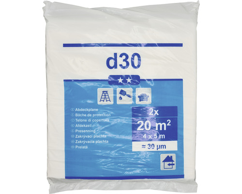 Bâche de recouvrement D30 transparent 4x5m lot de 2