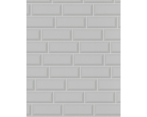 Papier peint intissé 31768 carreaux de métro gris clair Carreaux muraux clairs de format rectangulaire, disposés en briques.