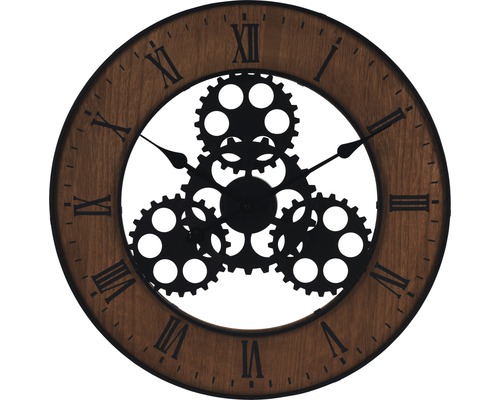 Horloge murale Industrial Ø 57 cm Horloge murale décorative avec motif d''engrenages et chiffres romains