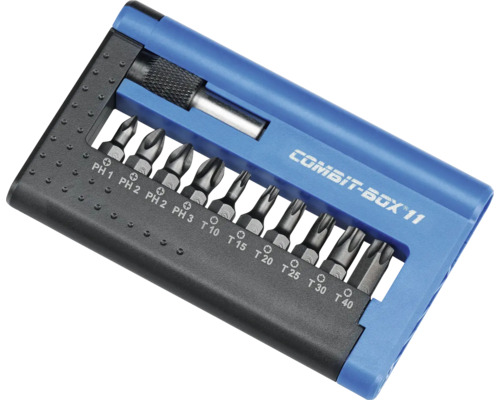 Jeu d''embouts avec différents embouts de tournevis dans une boîte de rangement