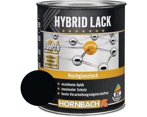 Laque couleur hybride HORNBACH laque pour meuble brillante RAL 9005 noir foncé 375 ml