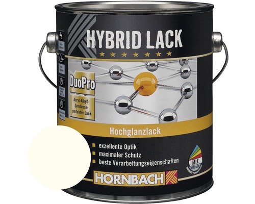 Laque couleur hybride HORNBACH laque pour meuble brillante RAL 9010 blanc pur 2 l Laque couleur hybride HORNBACH laque pour meuble brillante RAL 9010 blanc pur 2 l