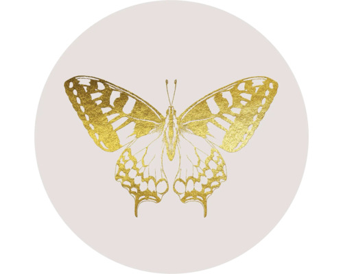 Tableau en verre rond Golden Butterfly Ø 50 cm