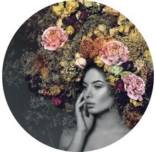 Image murale décorative d''une femme portant une coiffe florale