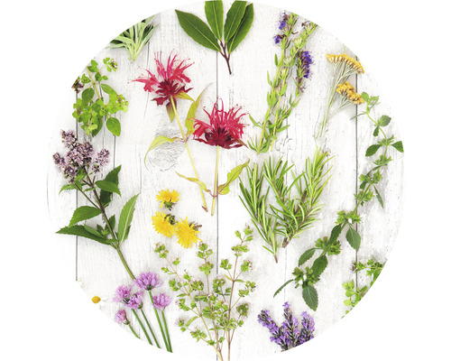 Tableau en verre rond Herbs & Flowers Ø 20 cm