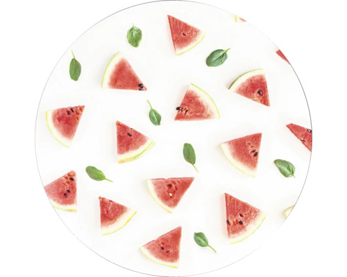 Motif circulaire avec des tranches de pastèque et des feuilles