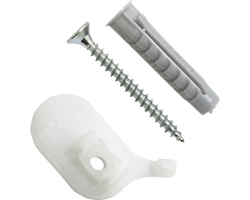 Support de plafond pour rails de rideaux en aluminium à 1 voie, blanc, lot de 2 Vis, cheville et fixation