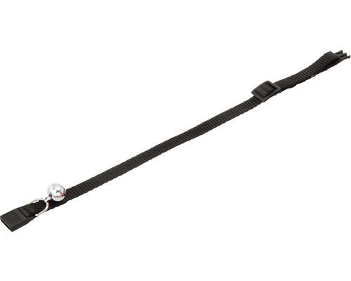 Collier pour chat Karlie avec fermeture de sécurité et grelot 10 mm 15-25 cm noir Collier pour chat avec clochette et fermeture à clip