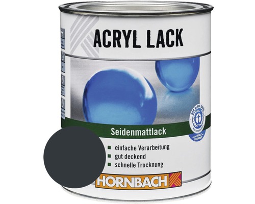 Laque couleur HORNBACH laque acrylique mate satinée gris anthracite 2 l