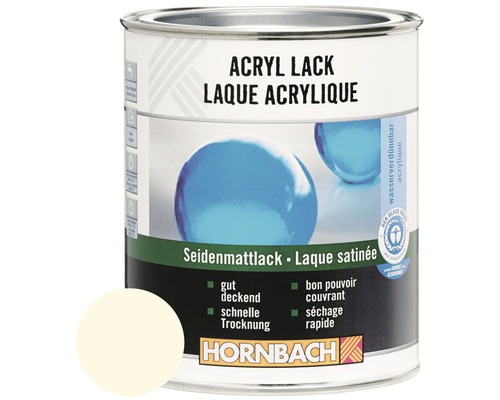 Laque couleur HORNBACH laque acrylique mate satinée blanc crème 750 ml