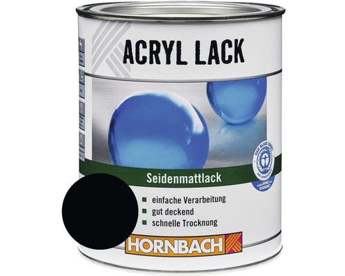 Laque couleur HORNBACH laque acrylique mate satinée noir foncé 375 ml