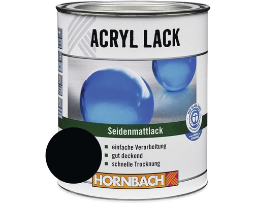 Laque couleur HORNBACH laque acrylique mate satinée noir foncé 125 ml