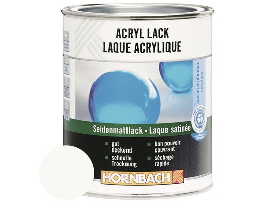 Laque couleur HORNBACH laque acrylique mate satinée blanc baryte 375 ml