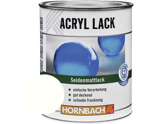 Laque couleur HORNBACH laque acrylique mate satinée blanc glacier 750 ml